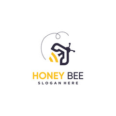 Honey bee logo design with creative and unique idea