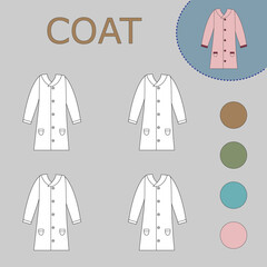 Coloring book of a  coat. Educational creative games for preschool children