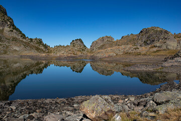 Lake Robert in the mountains of Chamrousse in the Alps in France