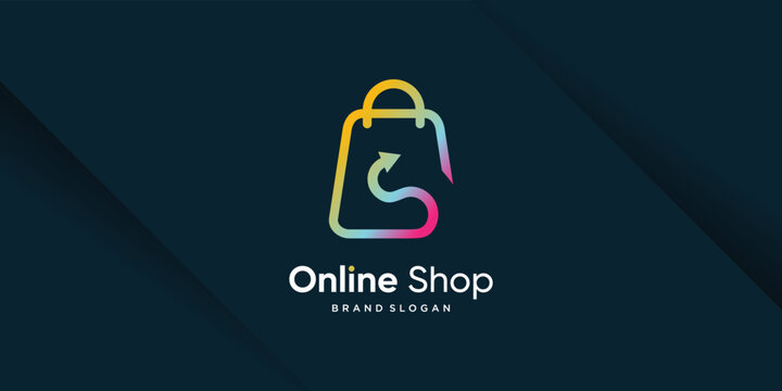 Online shop logo design with modern creative concept