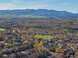 Streets line with Fall colors in the San Ramon Valley of Northern California