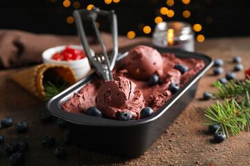 Concept of delicious food, ice cream, close up