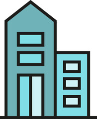 office building and apartment icon illustration