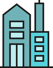 office building and apartment icon illustration