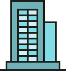 office building and apartment icon illustration