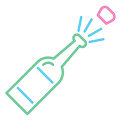 champagne bottle neon style