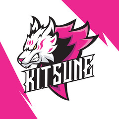 KITSUNE MASCOT FOR ESPORT LOGO TEMPLATE VECTOR ILLUSTRATION