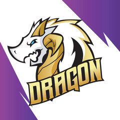 DRAGON MASCOT FOR ESPORT LOGO TEMPLATE VECTOR ILLUSTRATION