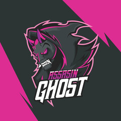 ASSASIN MASCOT FOR ESPORT LOGO TEMPLATE VECTOR ILLUSTRATION