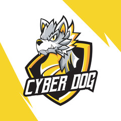 CYBER DOG MASCOT FOR ESPORT LOGO TEMPLATE VECTOR ILLUSTRATION