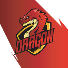 DRAGON MASCOT FOR ESPORT LOGO TEMPLATE VECTOR ILLUSTRATION