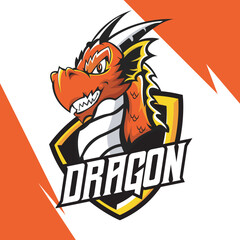 DRAGON MASCOT FOR ESPORT LOGO TEMPLATE VECTOR ILLUSTRATION