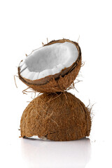 Fresh coconut on the white background