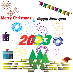 Christmas and New Year background. Xmas pine fir lush tree.