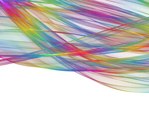 Rainbow Abstract Transparent Ribbon Waves Shapes. Good Look on Dark Background. The magical form of rainbow smoke
