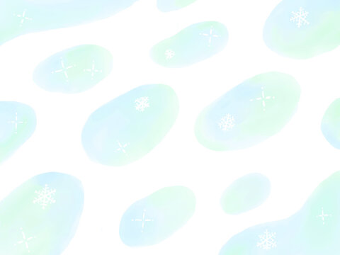 Blue and green abstract soft winter image background hand drawn watercolor illustration / ブルーとグリーン抽象的なやわらかい冬のイメージ背景 手描きの水彩イラスト © minana