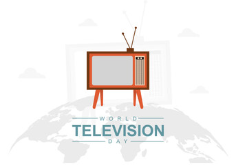 World television day background with big vintage television.