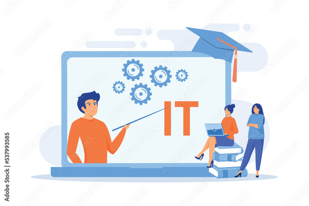 Poster software development. programming, coding learning. information technology courses, it courses for a