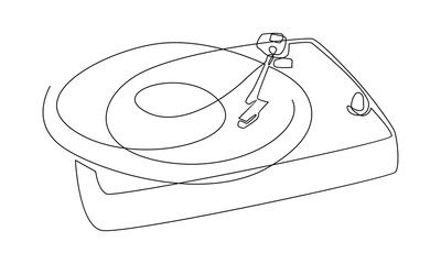 continuous line of retro old classic portable music turntable vinyl disc jockey