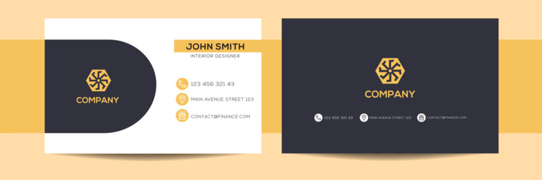 Business Card Design Template. Double Sided Business Card Modern And Clean Style. Print Ready Vector Illustration.