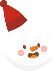 Funny Christmas Snowman Hand Drawn Flat Illustration