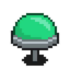 Obraz premium Individual Pixelated artwork of Single Glossy Button, Glossy Green With Arcade Style base