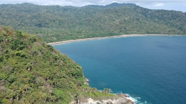 Aerial view of tropical beaches in Indonesia that are rarely visited by people