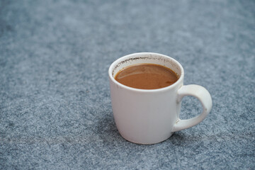A cup of milk coffee. Drinks at leisure time.