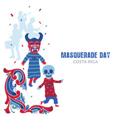 VECTORS. Editable banner for the Masquerade Day in Costa Rica, October 31, festivity, dance, music