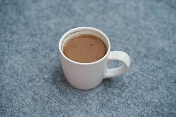 A cup of milk coffee. Drinks at leisure time.