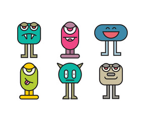 funny monster characters vector illustration