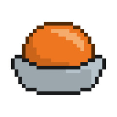 Obraz premium Individual Pixelated artwork of Single Glossy Button, Glossy Orange with Metal Base