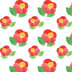 シームレスな手描きのツバキのパターン