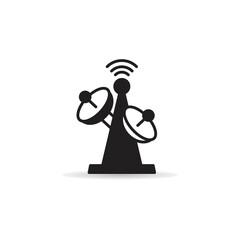 satellite receiver tower icon on white background