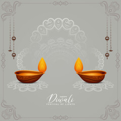 Happy Diwali cultural Indian festival background with diya