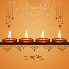 Happy Diwali festival celebration beautiful greeting card elegant design