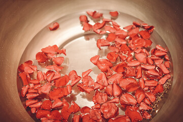 red heart made of petals