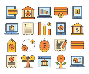 financial and banking icons set