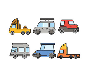 car and transportation icons set vector illustration