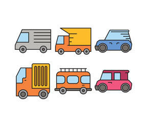 car and transportation icons set vector illustration