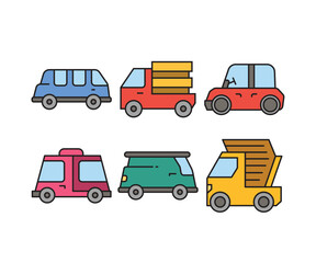 car and transportation icons set vector illustration
