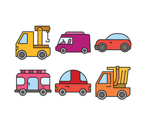 car and transportation icons set vector illustration