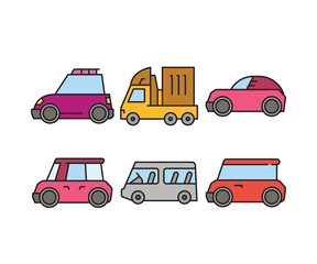 car and transportation icons set vector illustration