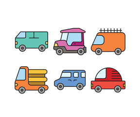 car and transportation icons set vector illustration