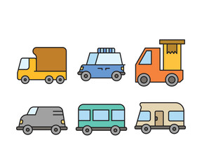 car and transportation icons set vector illustration