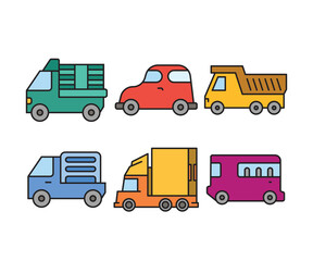 car and transportation icons set vector illustration