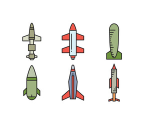 missile and rocket icons set vector illustration
