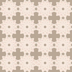 Gray beige seamless pattern, oriental motif art background, elegant pattern for design and decoration