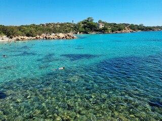 crystal clear water at Capriccioli beach, Arzachena,Sardinia, Italy