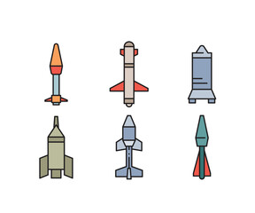 missile and rocket icons set vector illustration